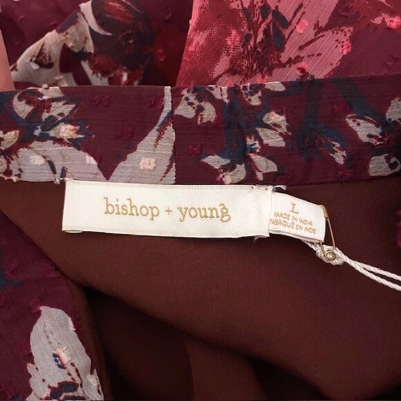 NWT Bishop + Young Cameo Midi Floral Long Sleeve Dress Dahlia Size Large - Picture 14 of 16